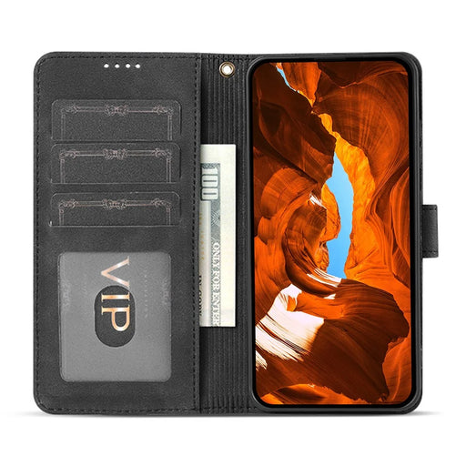 AZNS A2 for OnePlus Turbo 6X 5G Leather Case with Wrist Strap RFID Blocking Wallet Stand Phone Cover - Black - 2