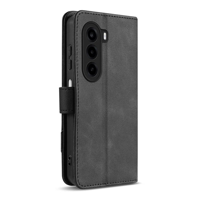 AZNS A2 for OnePlus Turbo 6X 5G Leather Case with Wrist Strap RFID Blocking Wallet Stand Phone Cover - Black - 5