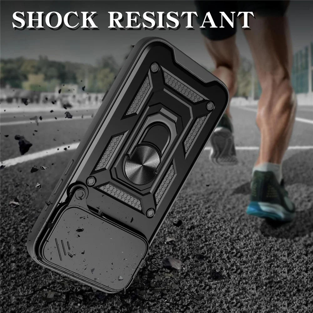 For iPhone 18 Pro Max / 17 Pro Max Case with Slide Camera Lid PC + TPU Kickstand Phone Cover - Black - 2