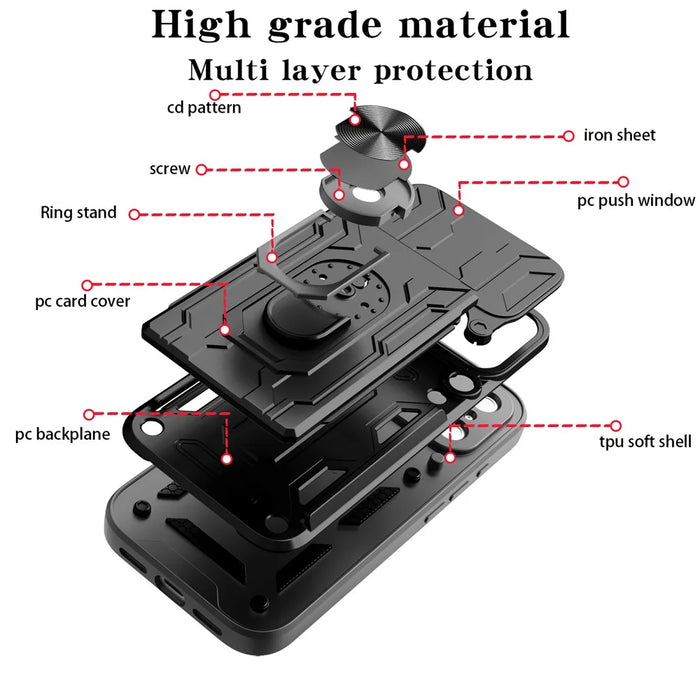 For iPhone 18 Pro / 17 Pro Case PC + TPU Kickstand Phone Back Cover with Camera Slider - Black - 7