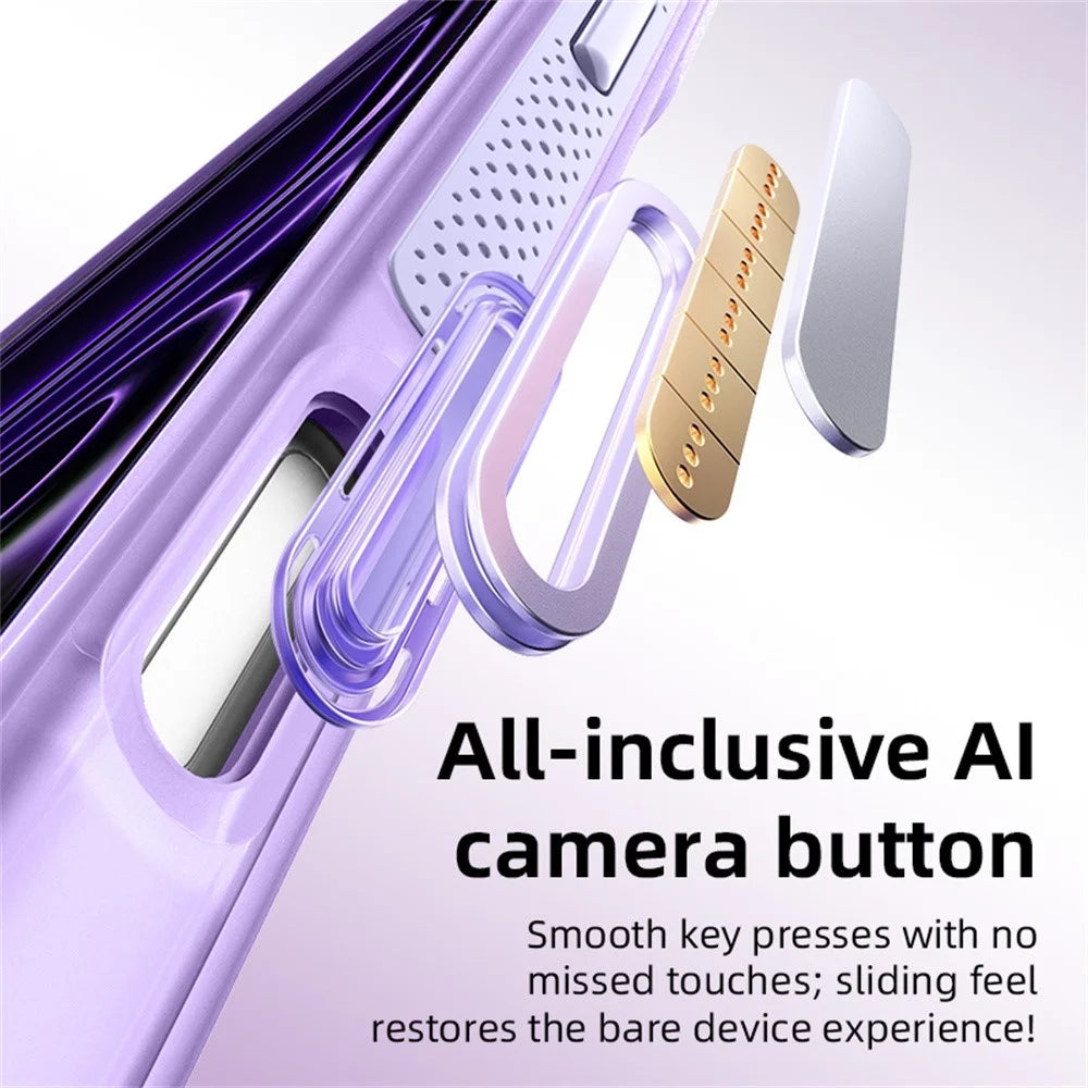 For iPhone 18 Pro / 17 Pro Case with Magnetic Kickstand Air Cushion Matte Translucent PC + TPU Phone Cover - White - 4