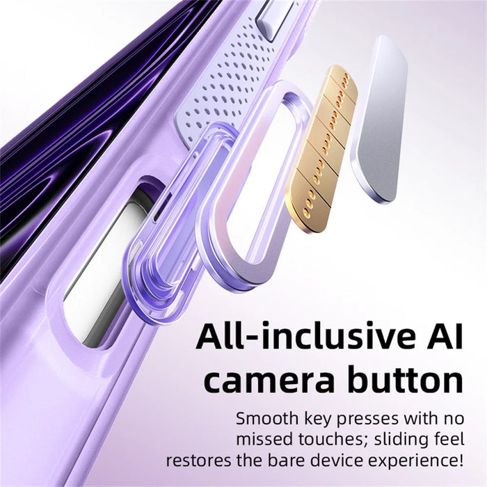 For iPhone 18 Pro Max / 17 Pro Max Case with Magnetic Kickstand Air Cushion Matte Translucent PC + TPU Phone Cover - Black - 4