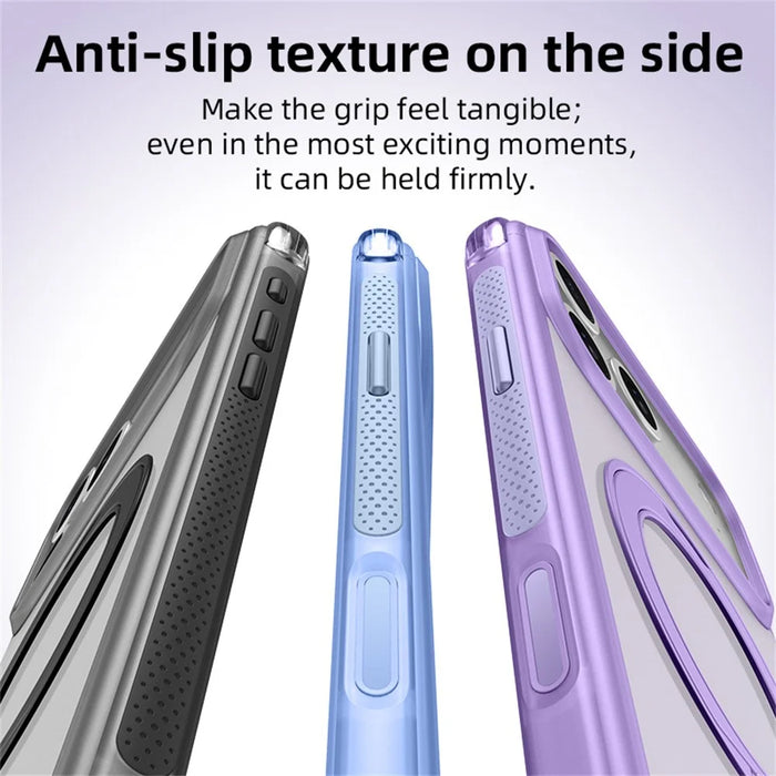For iPhone 18 Pro Max / 17 Pro Max Case with Magnetic Kickstand Air Cushion Matte Translucent PC + TPU Phone Cover - Black - 5