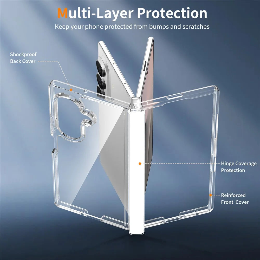 For Samsung Galaxy Z Fold8 Ultra Case Hinge Protection TPU Frame Acrylic Back Crystal Clear Phone Cover with Front Frame - Transparent - 3