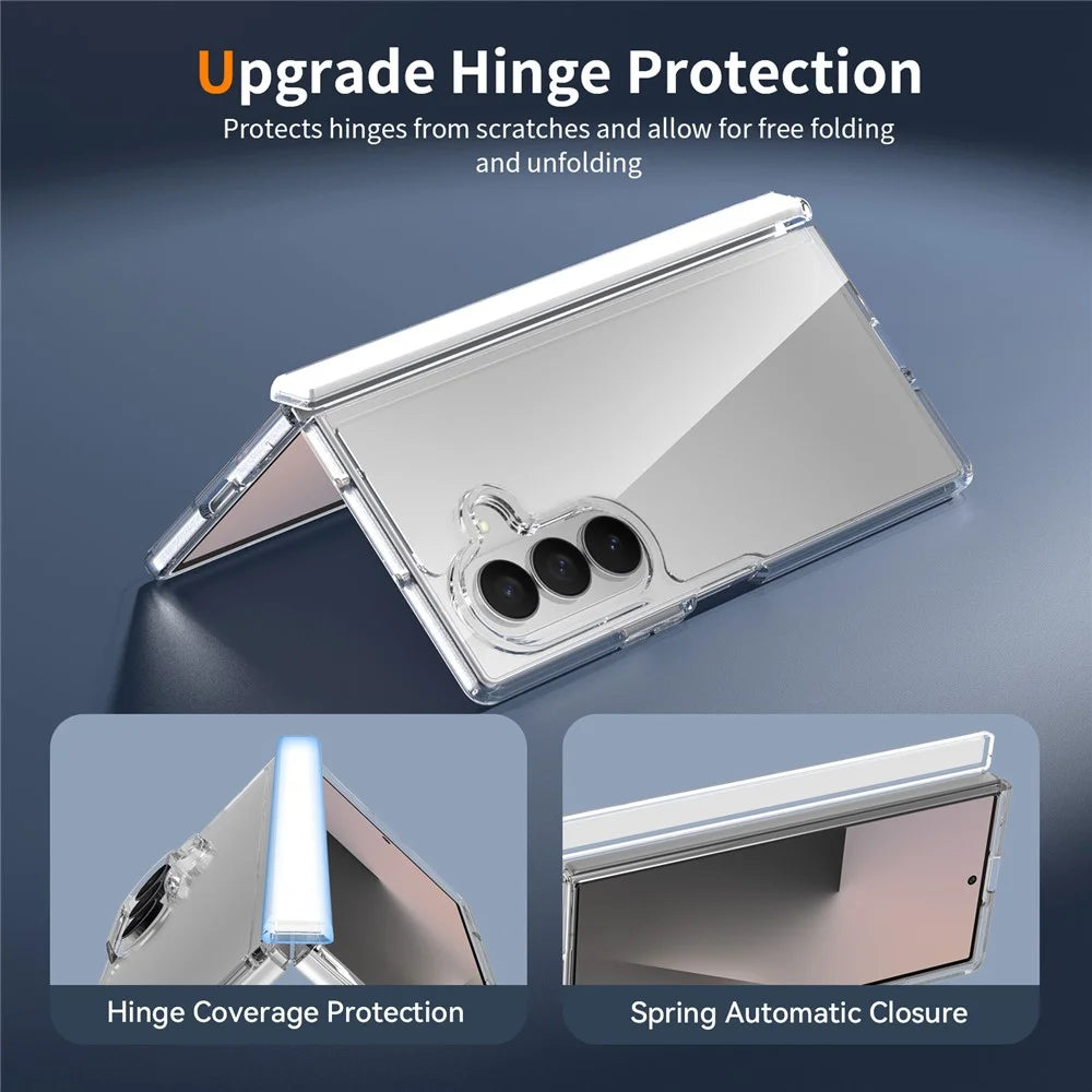 For Samsung Galaxy Z Fold8 Ultra Case Hinge Protection TPU Frame Acrylic Back Crystal Clear Phone Cover with Front Frame - Transparent - 5