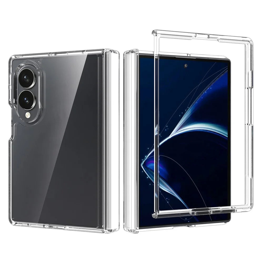 For Samsung Galaxy Z Fold8 Case Hinge Protection TPU Frame Acrylic Back Crystal Clear Phone Cover with Front Frame - Transparent - 1