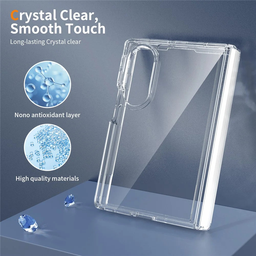 For Samsung Galaxy Z Fold8 Case Hinge Protection TPU Frame Acrylic Back Crystal Clear Phone Cover with Front Frame - Transparent - 4