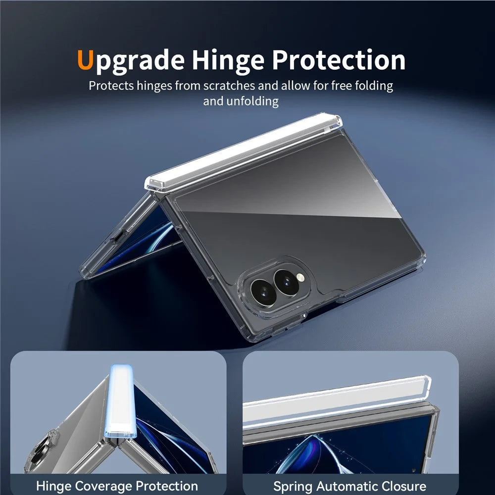 For Samsung Galaxy Z Fold8 Case Hinge Protection TPU Frame Acrylic Back Crystal Clear Phone Cover with Front Frame - Transparent - 5