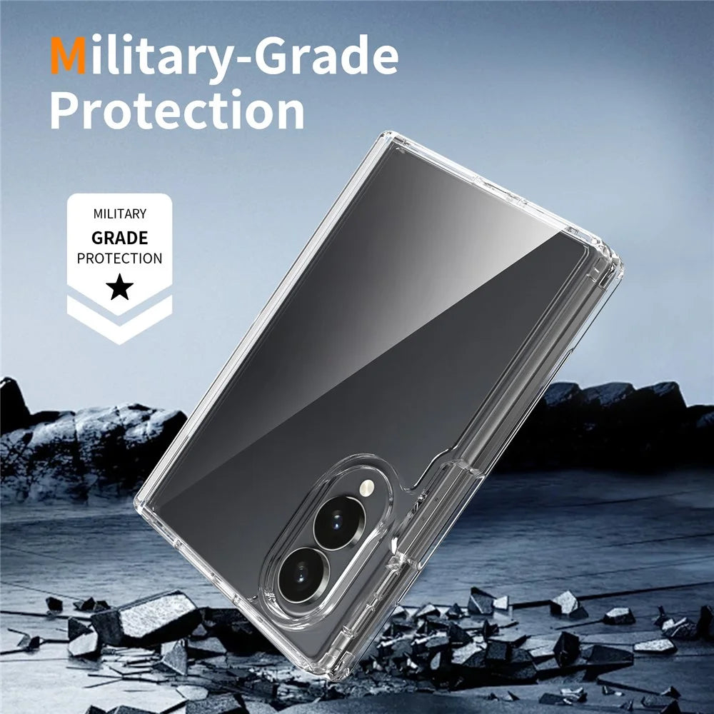 For Samsung Galaxy Z Fold8 Case Hinge Protection TPU Frame Acrylic Back Crystal Clear Phone Cover with Front Frame - Transparent - 6