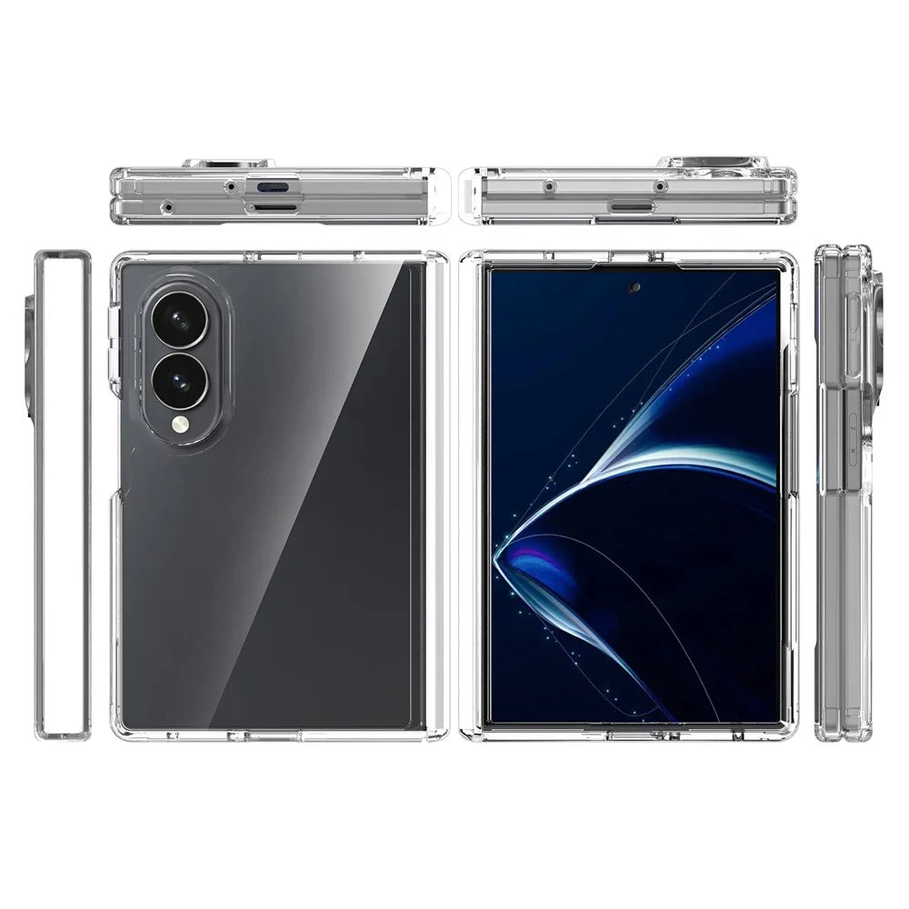 For Samsung Galaxy Z Fold8 Case Hinge Protection TPU Frame Acrylic Back Crystal Clear Phone Cover with Front Frame - Transparent - 7