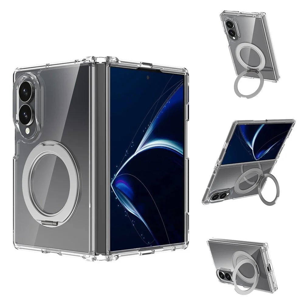 For Samsung Galaxy Z Fold8 Magnetic Case Scratch Resistant TPU + PC Phone Cover - Transparent - 1