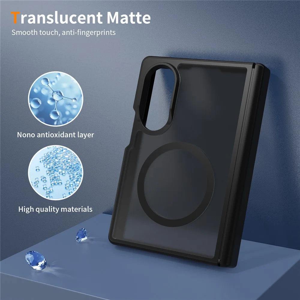 For Samsung Galaxy Z Fold 8 Magnetic Case Hinge Protection TPU + Acrylic Translucent Phone Cover with Front Frame - Black - 4
