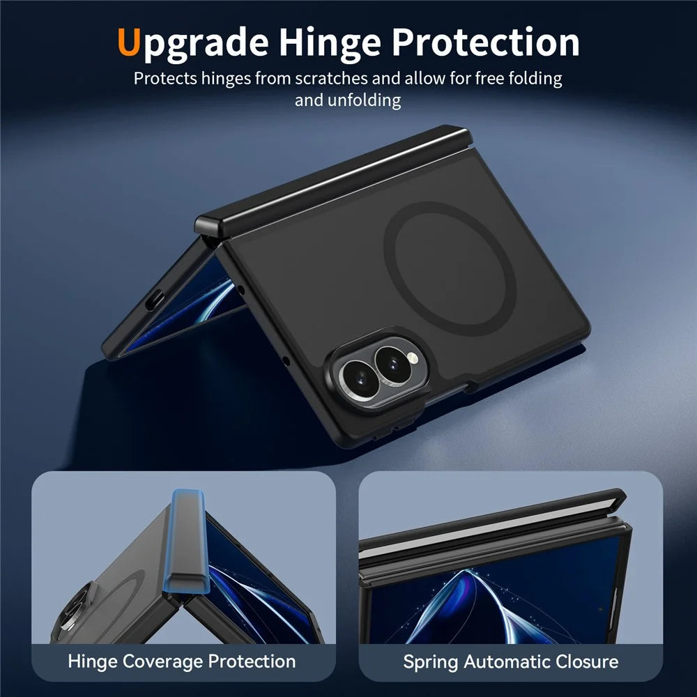 For Samsung Galaxy Z Fold 8 Magnetic Case Hinge Protection TPU + Acrylic Translucent Phone Cover with Front Frame - Black - 5