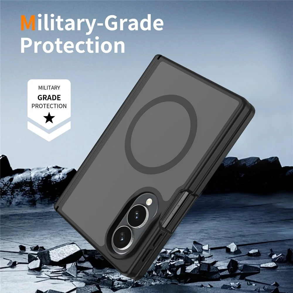 For Samsung Galaxy Z Fold 8 Magnetic Case Hinge Protection TPU + Acrylic Translucent Phone Cover with Front Frame - Black - 7