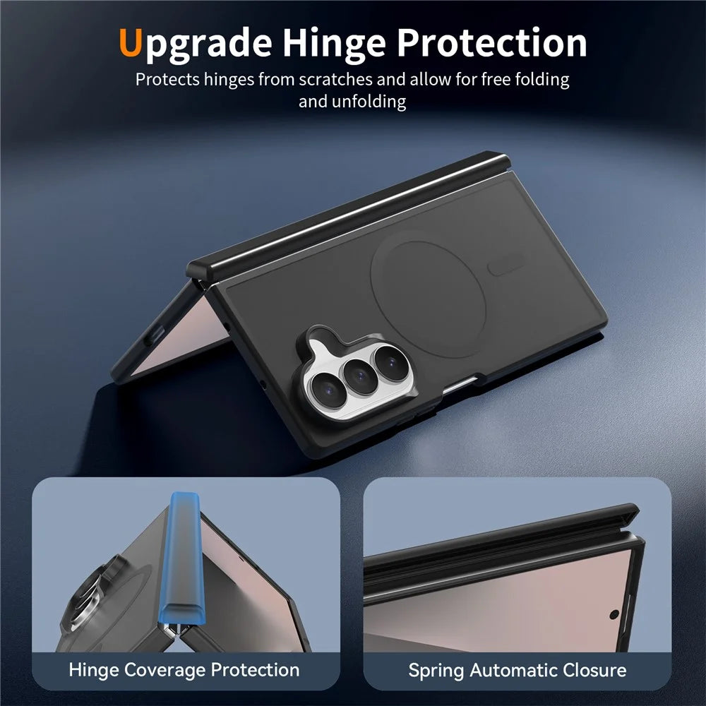 For Samsung Galaxy Z Fold 8 Ultra Magnetic Case Hinge Protection TPU + Acrylic Translucent Phone Cover with Front Frame - Black - 2