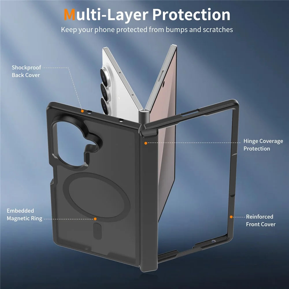 For Samsung Galaxy Z Fold 8 Ultra Magnetic Case Hinge Protection TPU + Acrylic Translucent Phone Cover with Front Frame - Black - 5
