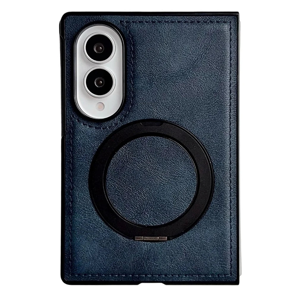 For Samsung Galaxy Z Fold8 Case Rotating Magnetic Kickstand PU Leather Phone Back Cover - Blue - 1