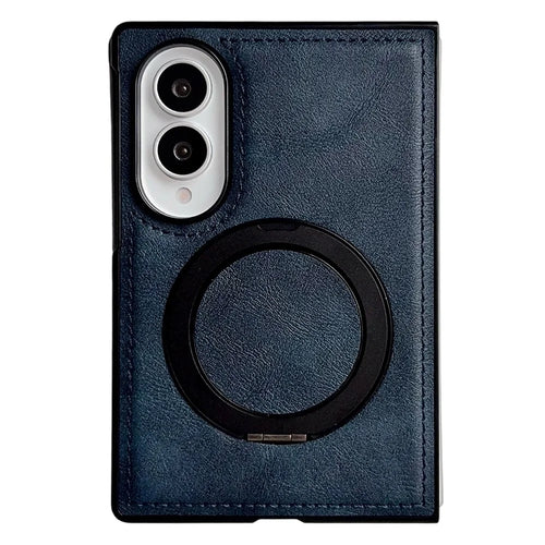 For Samsung Galaxy Z Fold8 Case Rotating Magnetic Kickstand PU Leather Phone Back Cover - Blue - 1