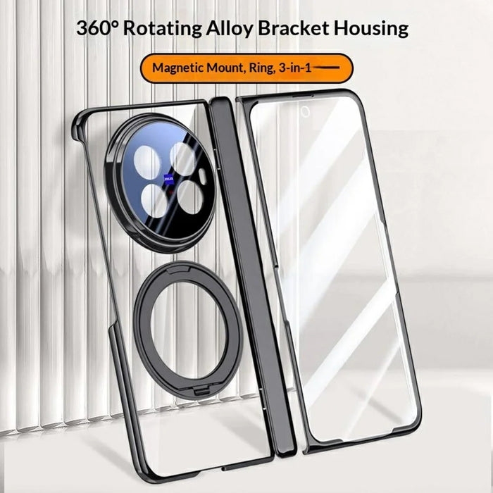 For vivo X Fold6 5G Magnetic Case Kickstand Electroplated PC Phone Cover Built-In Screen Protector - Blue - 2