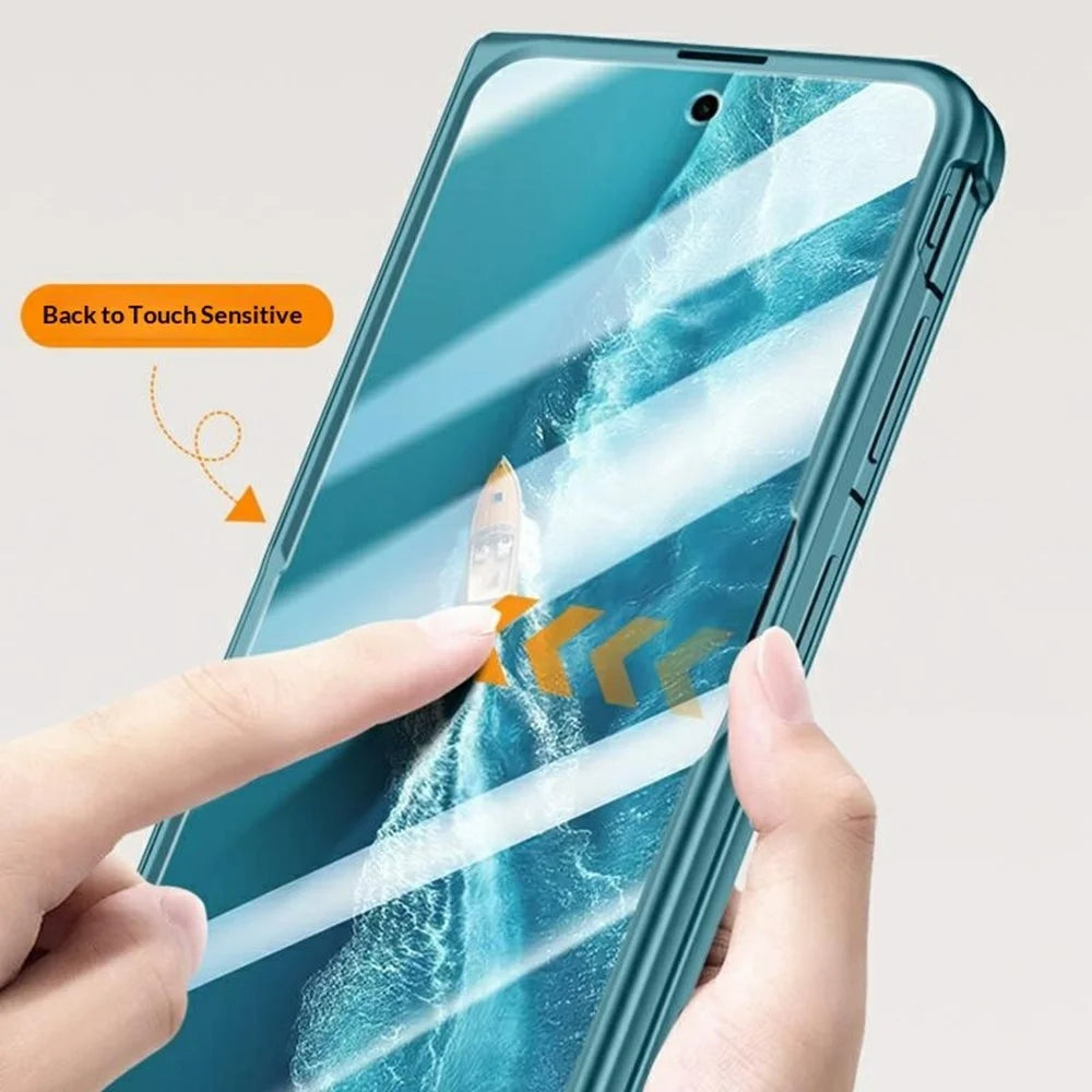 For vivo X Fold6 5G Case Kickstand Hard PC Phone Cover with HD Tempered Glass Film - Black - 4