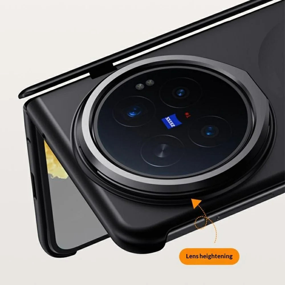 For vivo X Fold6 5G Case Kickstand Hard PC Phone Cover with HD Tempered Glass Film - Black - 5