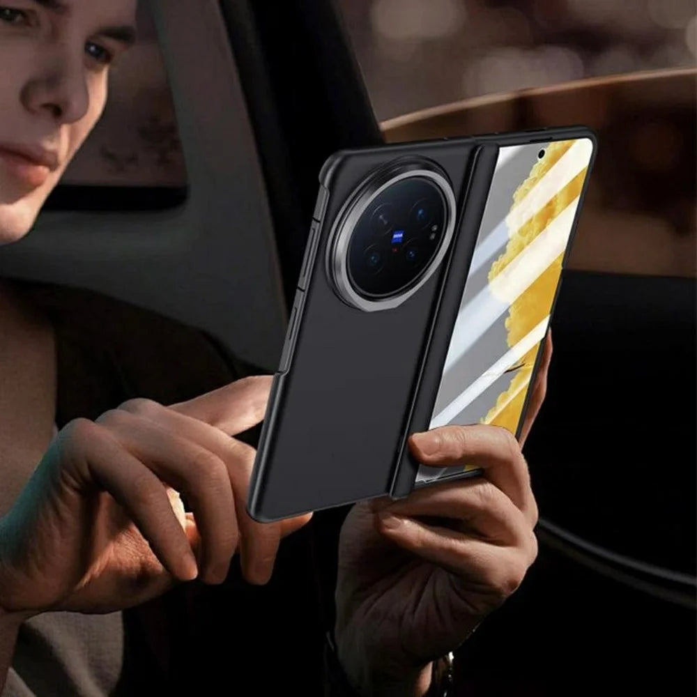 For vivo X Fold6 5G Case Kickstand Hard PC Phone Cover with HD Tempered Glass Film - Black - 7