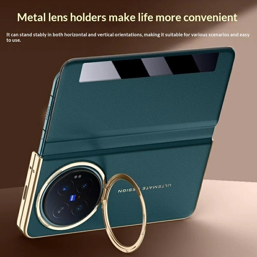 For vivo X Fold6 5G Case Smart View Window Leather Phone Cover with Metal Lens Kickstand - Black - 4