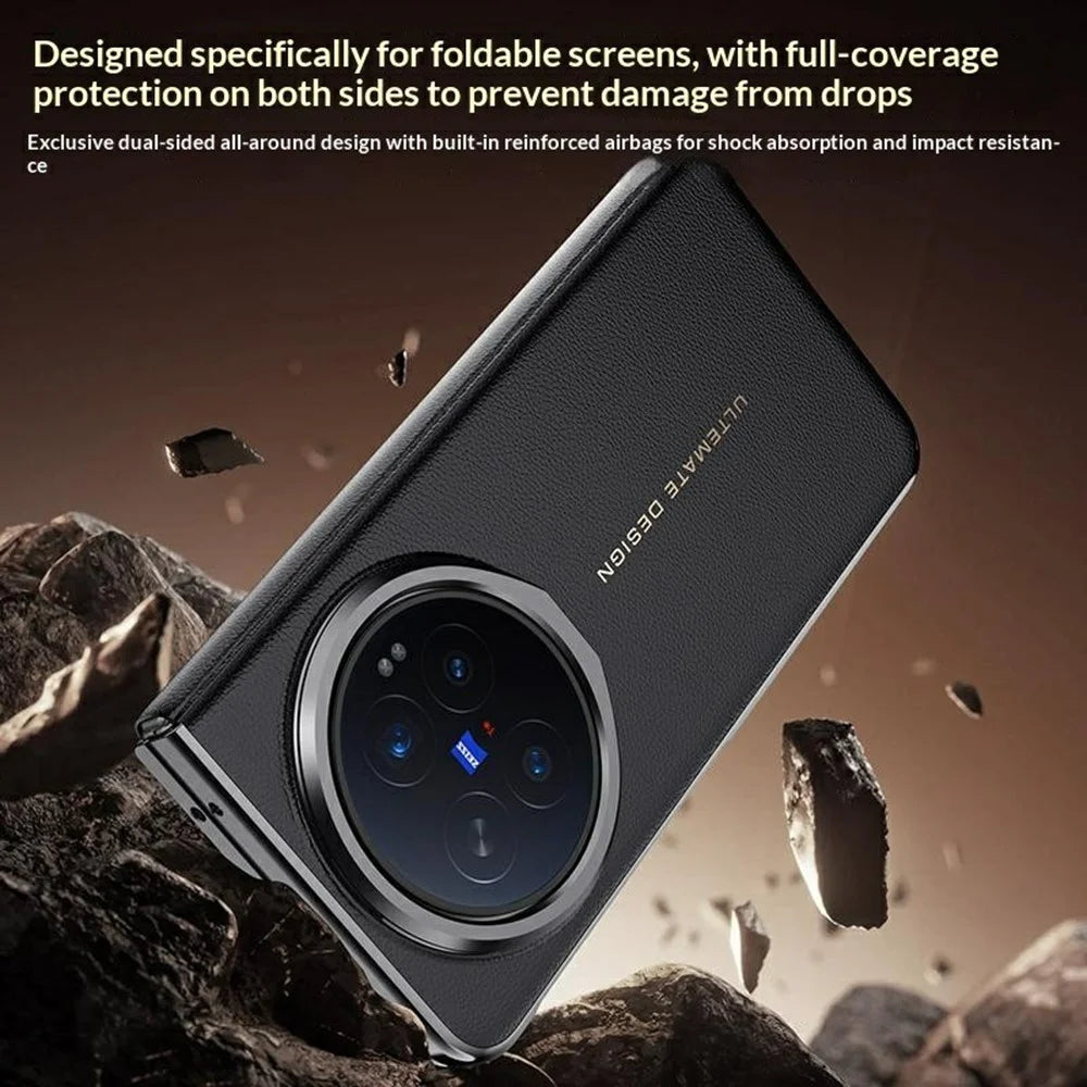 For vivo X Fold6 5G Case Smart View Window Leather Phone Cover with Metal Lens Kickstand - Black - 6