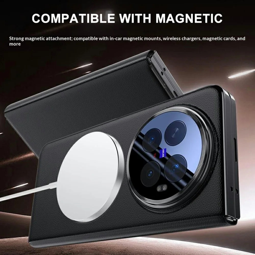 For vivo X Fold6 5G Case View Window PU Leather Phone Cover with Rotating Magnetic Kickstand - Black - 6
