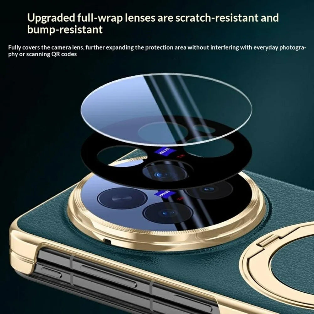 For vivo X Fold6 5G Case View Window PU Leather Phone Cover with Rotating Magnetic Kickstand - Black - 7
