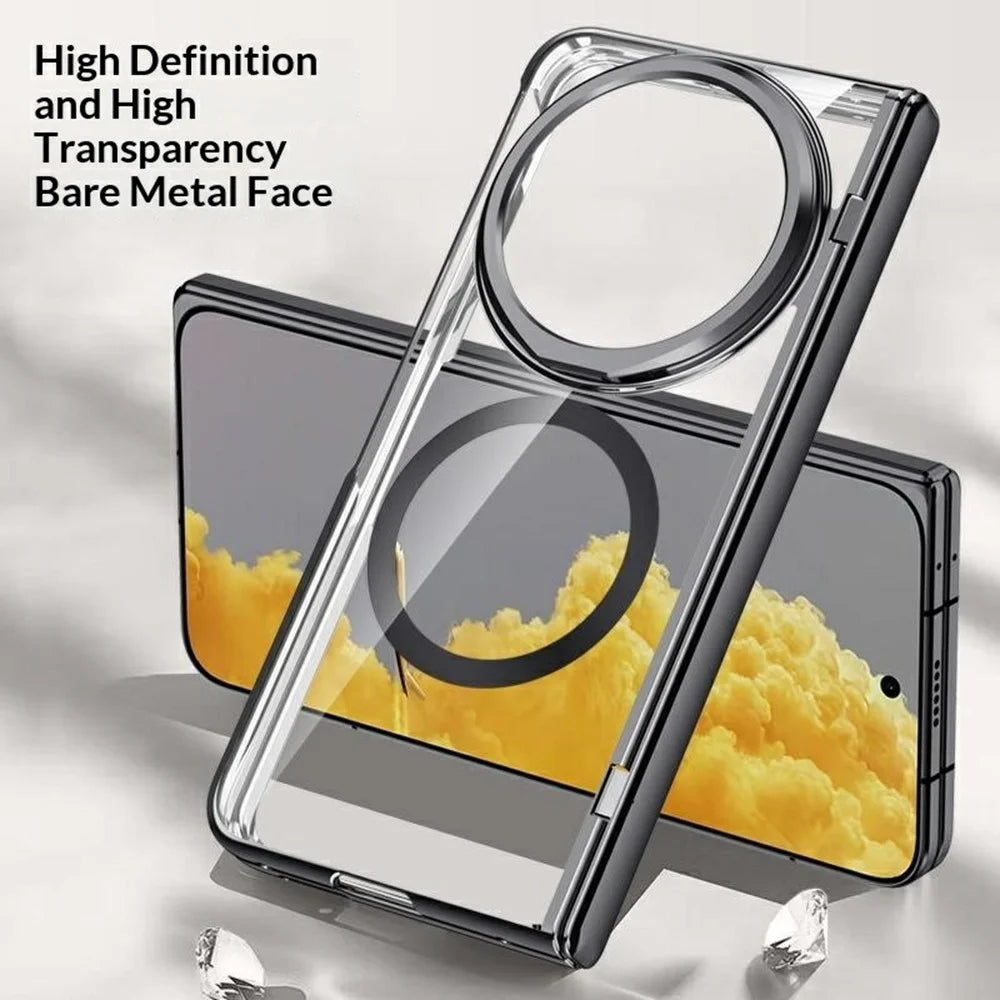 For vivo X Fold6 5G Magnetic Case PC + Acrylic Phone Cover with HD Tempered Glass Film, Lens Kickstand - Green - 3