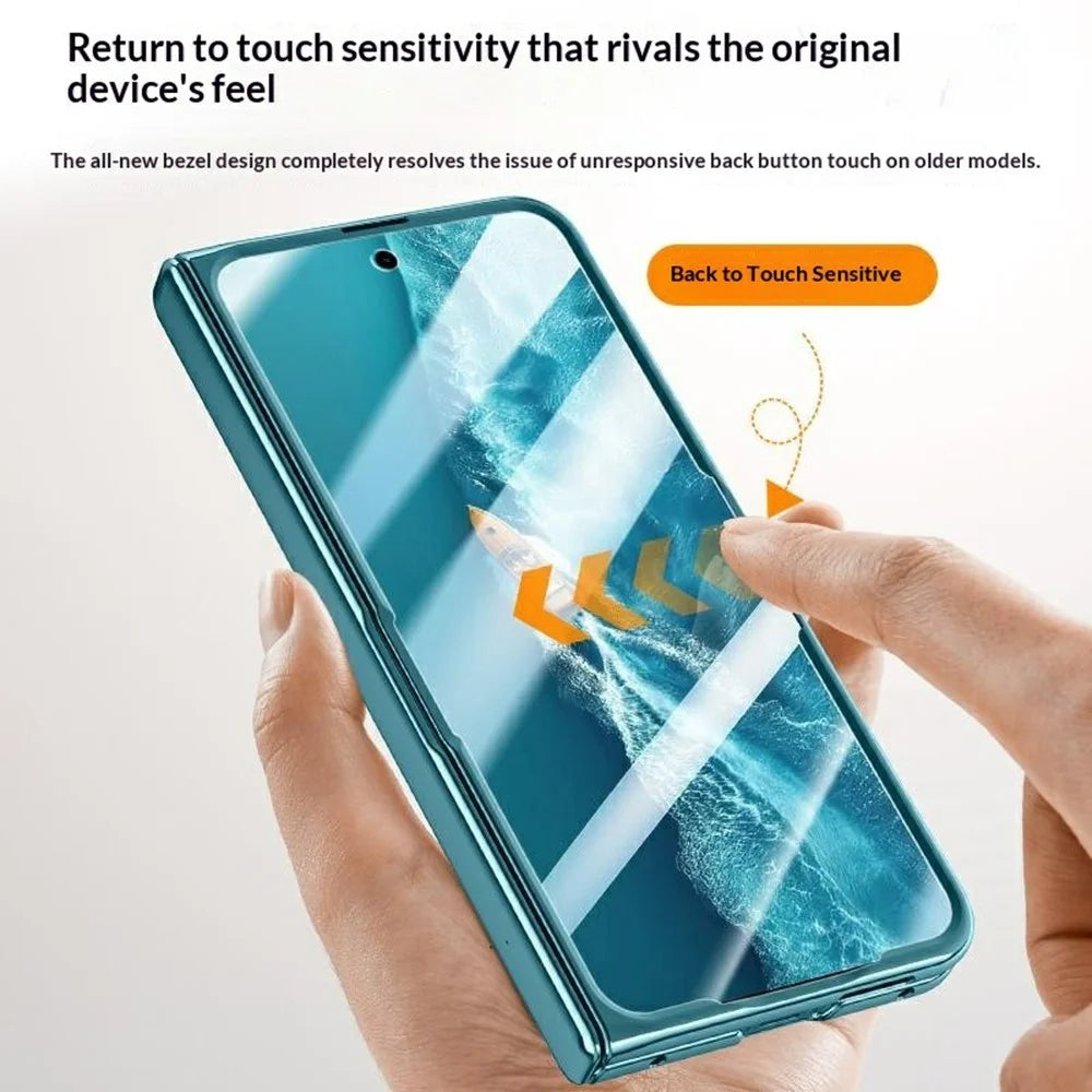 For vivo X Fold6 5G Magnetic Case PC + Acrylic Phone Cover with HD Tempered Glass Film, Lens Kickstand - Green - 6