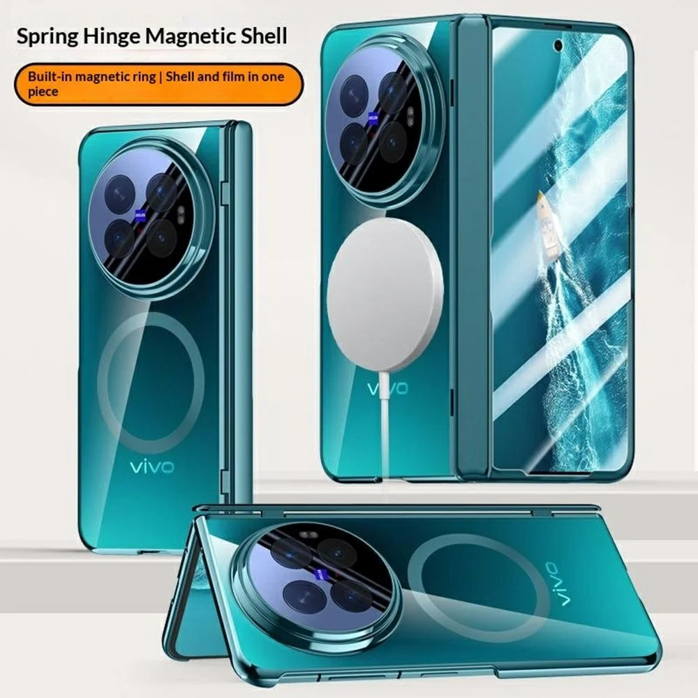 For vivo X Fold6 5G Magnetic Case Hard PC + Acrylic Phone Cover with HD Screen Protector - Black - 2