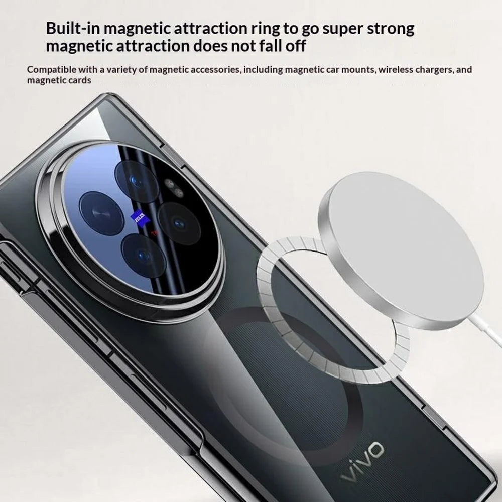 For vivo X Fold6 5G Magnetic Case Hard PC + Acrylic Phone Cover with HD Screen Protector - Black - 3