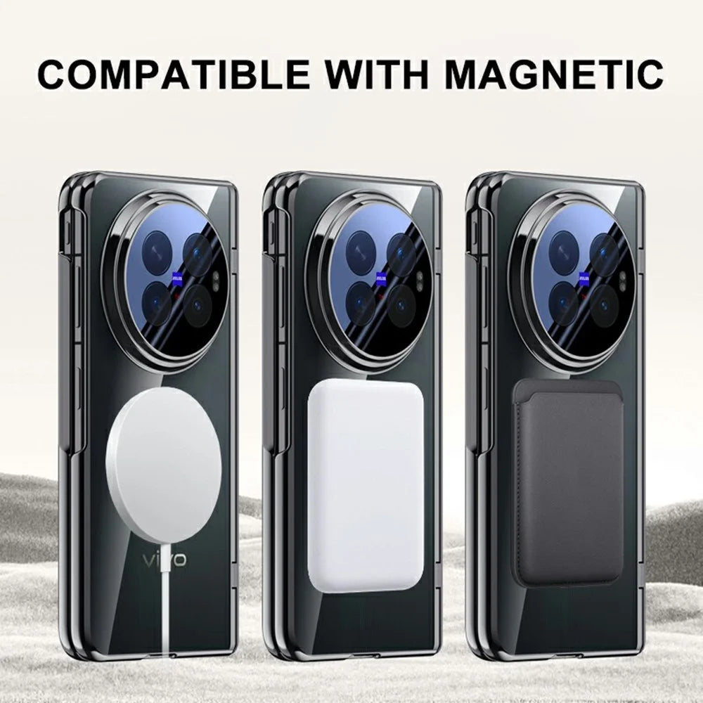 For vivo X Fold6 5G Magnetic Case Hard PC + Acrylic Phone Cover with HD Screen Protector - Black - 4