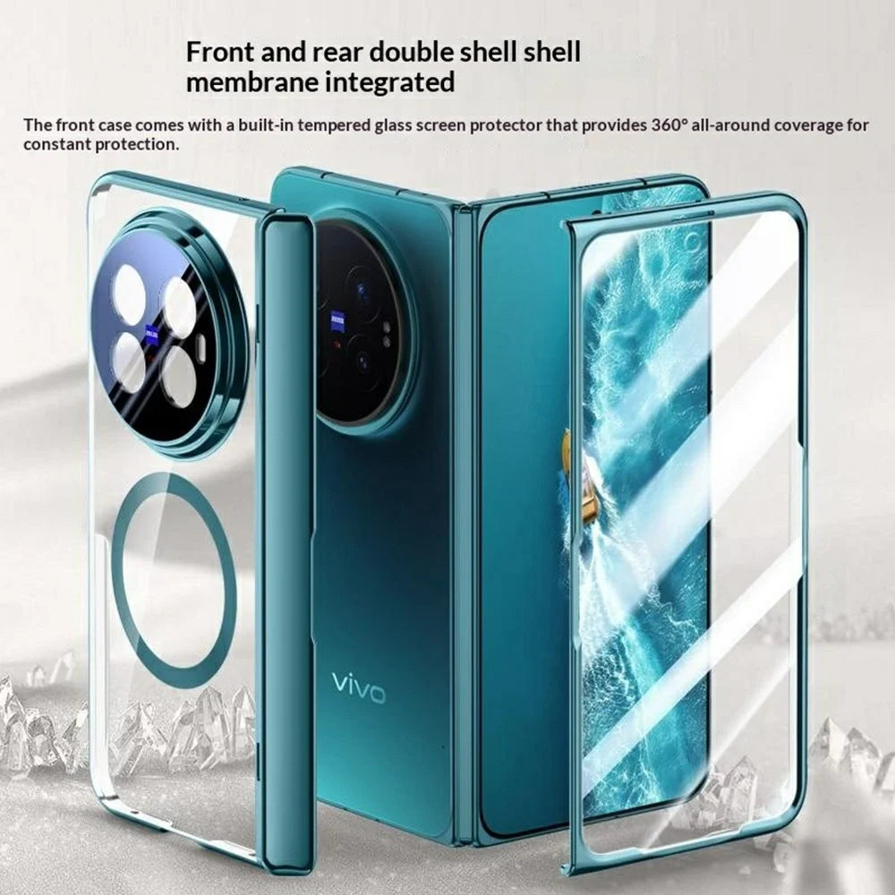 For vivo X Fold6 5G Magnetic Case Hard PC + Acrylic Phone Cover with HD Screen Protector - Black - 5