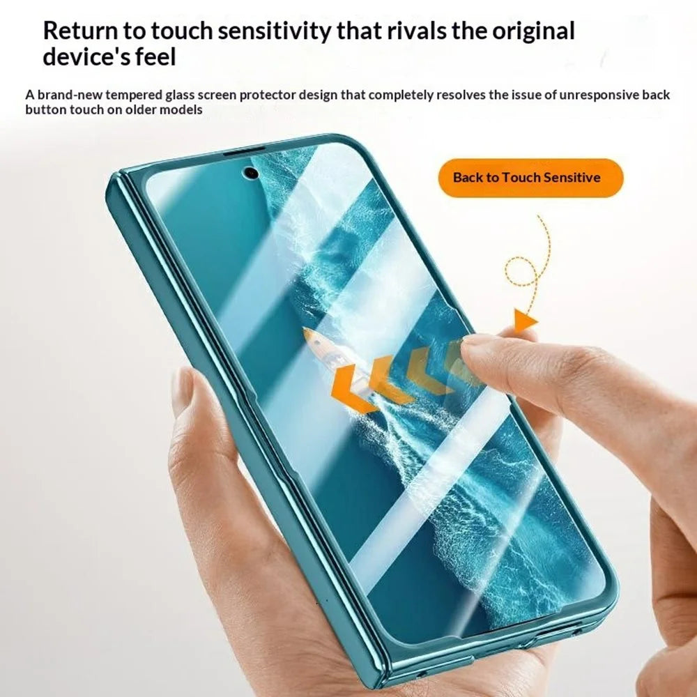 For vivo X Fold6 5G Case with Tempered Glass Screen Protector Lens Kickstand Electroplated Phone Cover - Black - 4