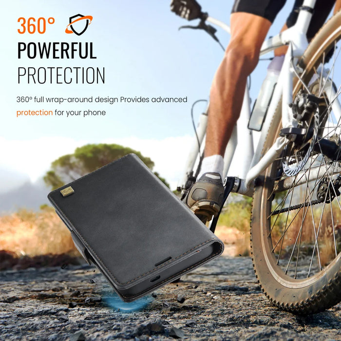 AUTSPACE for Samsung Galaxy S26 A11 Case RFID Blocking Retro Leather Cell Phone Wallet Cover - Black - 6