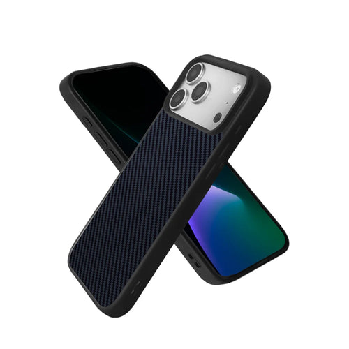 EYCASE for iPhone 17 Pro Max Magnetic Case  Kevlar Series UV Printed Black Edge TPU Acrylic Phone Cover - Black Grey - 1