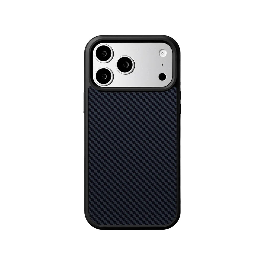 EYCASE for iPhone 17 Pro Max Magnetic Case  Kevlar Series UV Printed Black Edge TPU Acrylic Phone Cover - Black Grey - 2