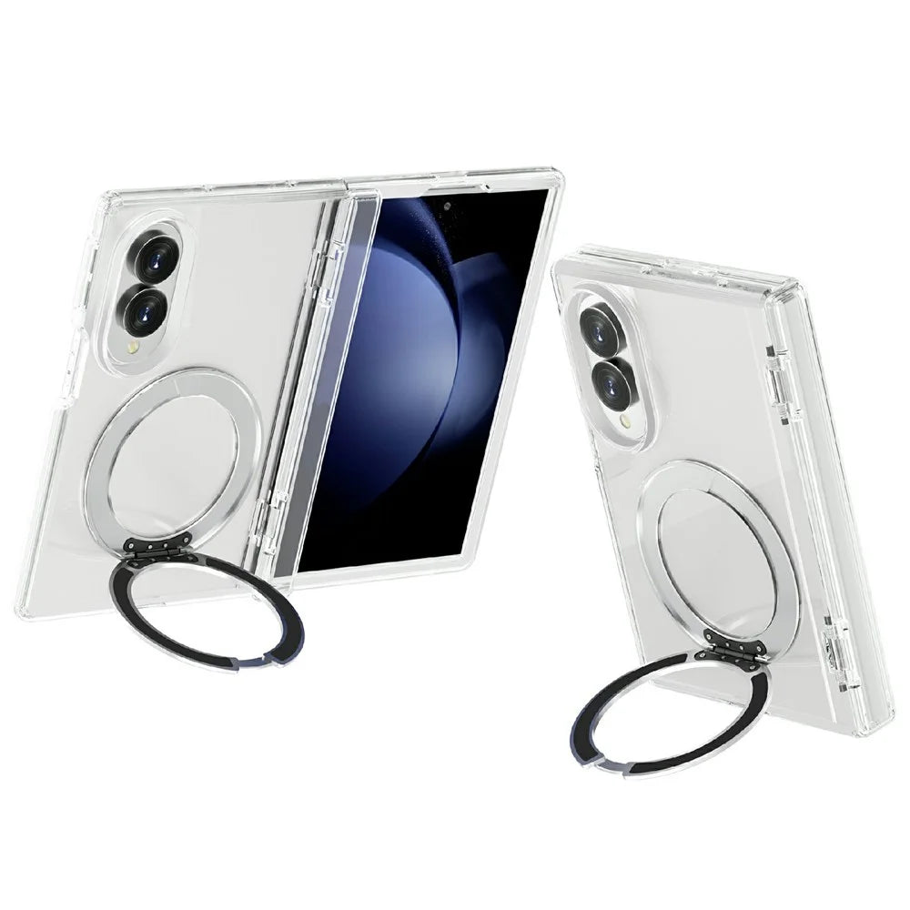 For Samsung Galaxy Z Fold8 Case Magnetic Kickstand PC + TPU Clear Phone Cover - Transparent - 1