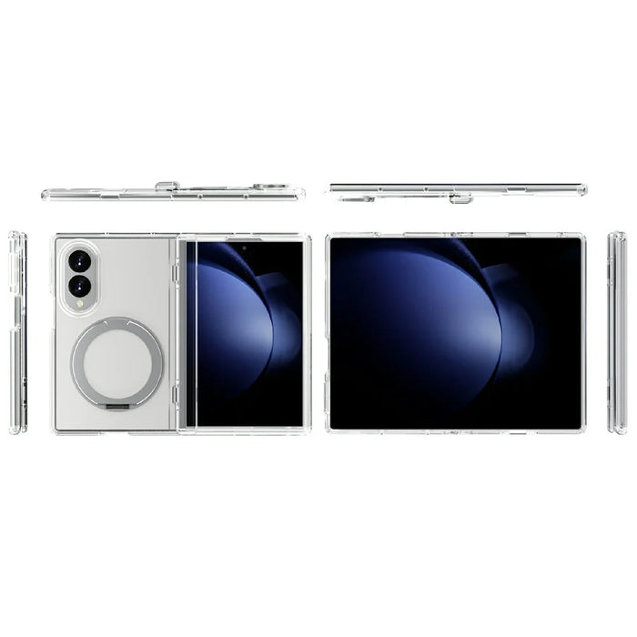 For Samsung Galaxy Z Fold8 Case Magnetic Kickstand PC + TPU Clear Phone Cover - Transparent - 6