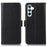 For Samsung Galaxy A34 5G Full Coverage Crazy Horse Texture RFID Blocking Phone Case Genuine Cowhide Leather Stand Magnetic Cell Phone Flip Wallet Cover - Black - 1