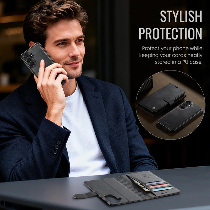 AUTSPACE for Samsung Galaxy A57 5G A05 Case Wallet Stand Detachable Leather Magnetic Phone Cover - Black - 4
