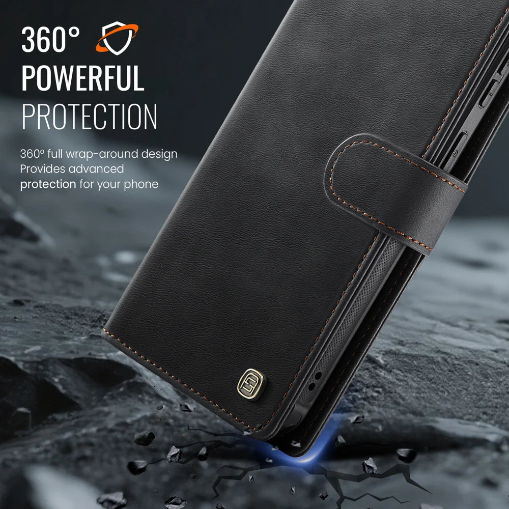 AUTSPACE for Samsung Galaxy A57 5G A05 Case Wallet Stand Detachable Leather Magnetic Phone Cover - Black - 5