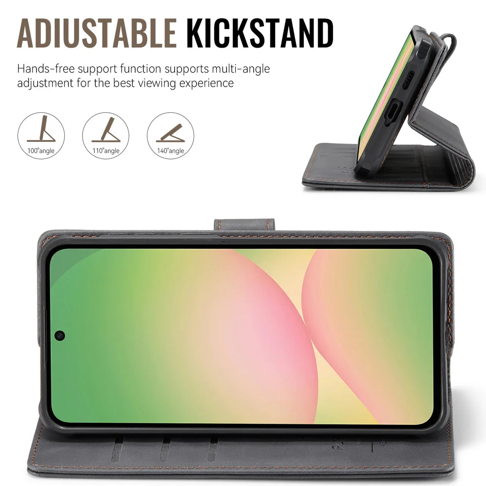 AUTSPACE for Samsung Galaxy A57 5G A05 Case Wallet Stand Detachable Leather Magnetic Phone Cover - Black - 6