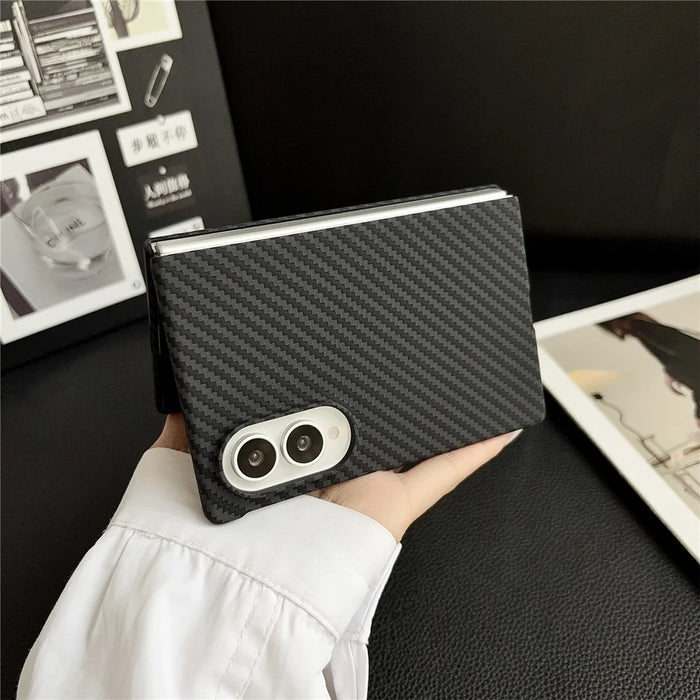 For Samsung Galaxy Z Fold8 Magnetic Case Carbon Fiber Texture PC Phone Cover with Screen Protector - Blue - 6