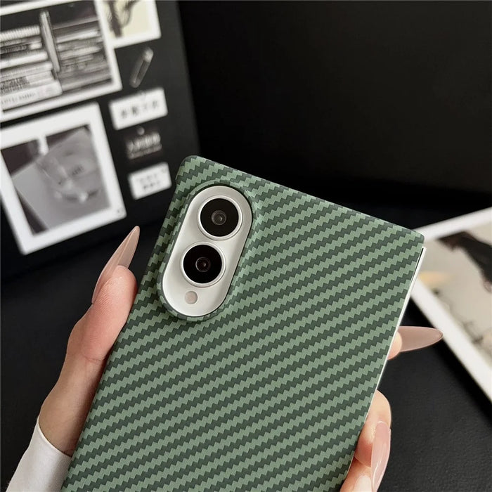For Samsung Galaxy Z Fold8 Magnetic Case Carbon Fiber Texture PC Phone Cover with Screen Protector - Blue - 7