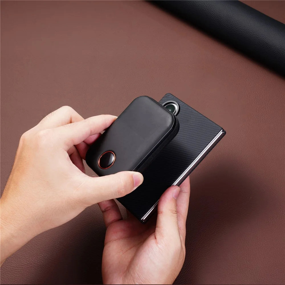 For Samsung Galaxy Z Fold8 Magnetic Case Carbon Fiber Texture PC Phone Cover with Tempered Glass Film - Black - 3
