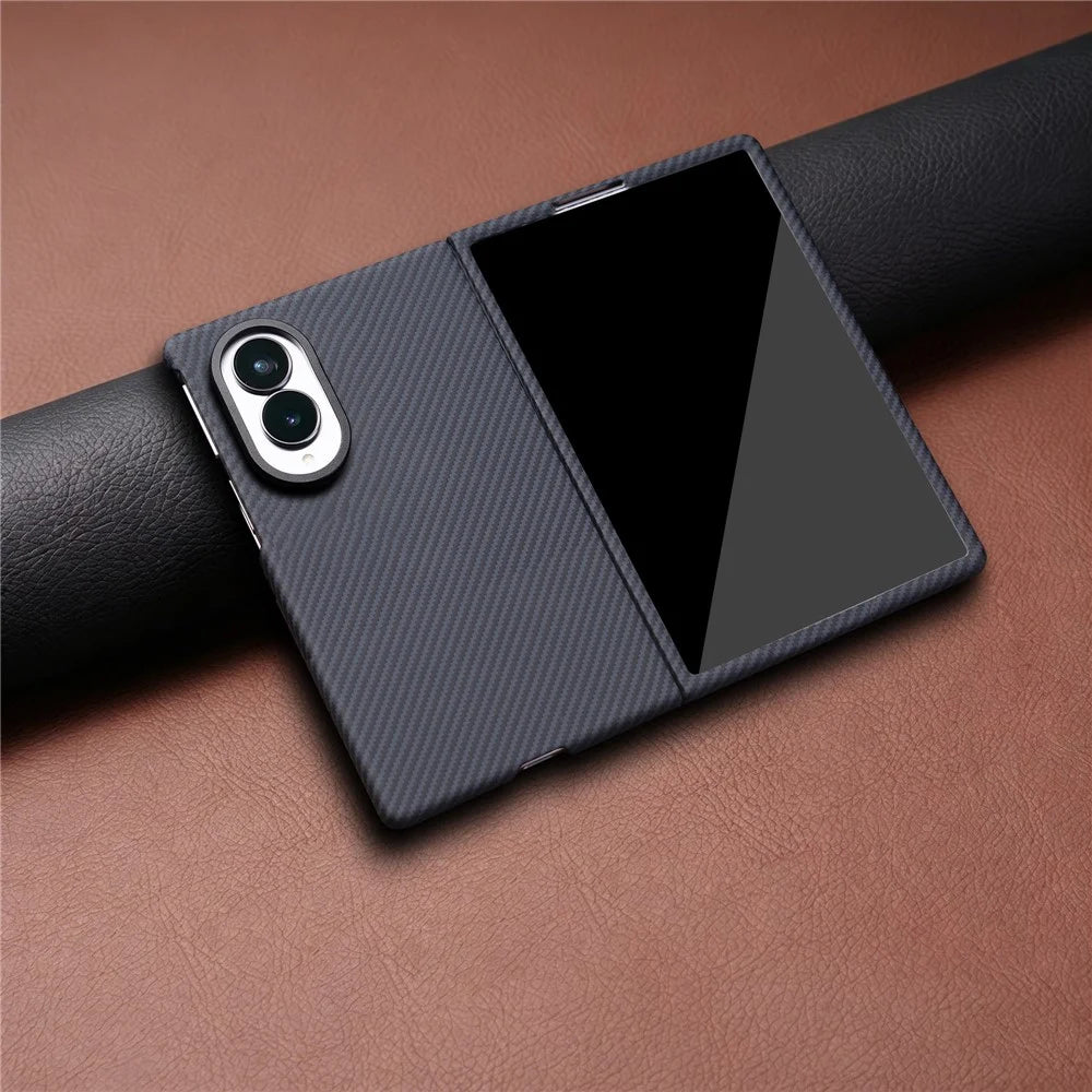 For Samsung Galaxy Z Fold8 Magnetic Case Carbon Fiber Texture PC Phone Cover with Tempered Glass Film - Black - 4